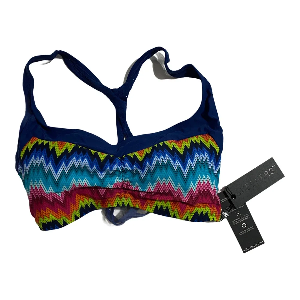 NWT Sketchers 2pc Swimsuit Womens Large Bandeau Racerback Bikini Top Swim Shorts - Picture 7 of 12